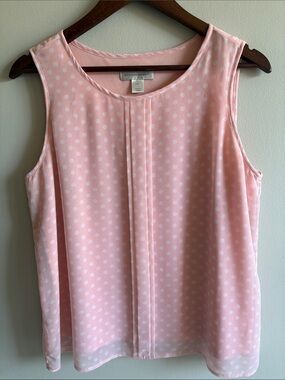 Christopher & Banks Pink Polka Dot Sleeveless Blouse Medium
